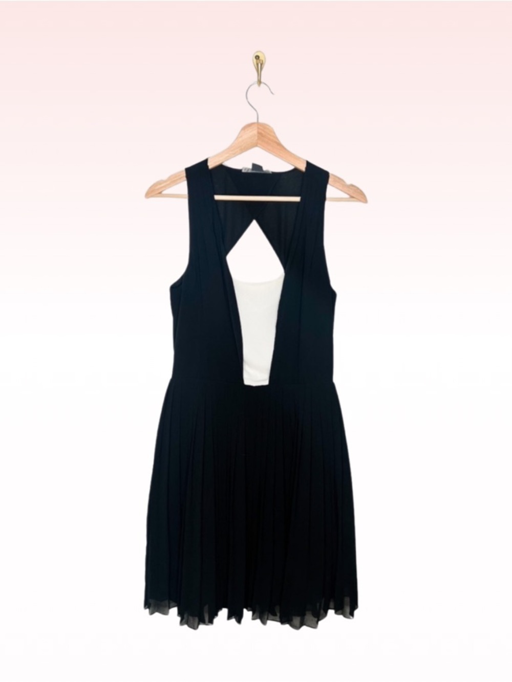 AX ARMANI EXCHANGE Black Pleated White Panel Dress (Sz 6)